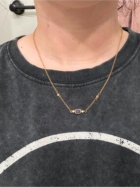 SLIDE Gold Chain Necklace with Purple Stone Pendant
